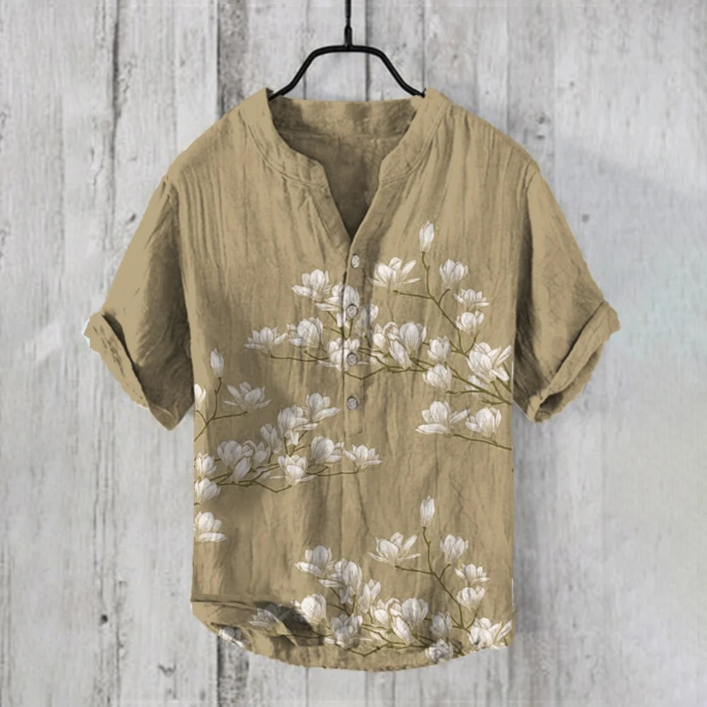Everwow™ Grey Blossom Minimalist Shirt – Premium Artistic Short Sleeve Shirt