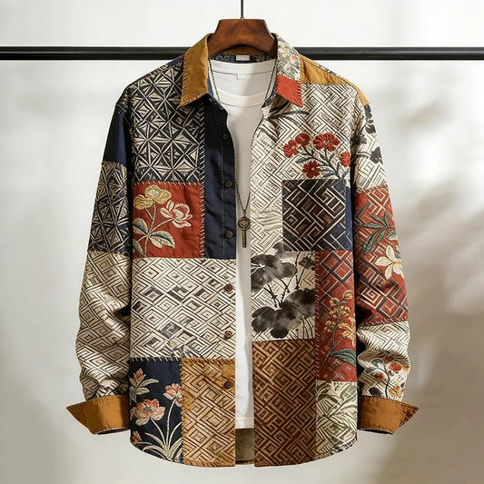Everwow™ Heritage Patchwork Artisan Shirt – Premium Bohemian Long Sleeve Shirt