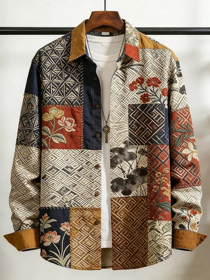 Everwow™ Heritage Patchwork Artisan Shirt – Premium Bohemian Long Sleeve Shirt