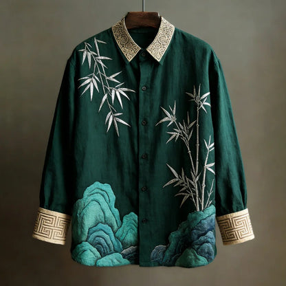 Everwow™ Emerald Bamboo Peaks Shirt – Premium Artistic Long Sleeve Shirt