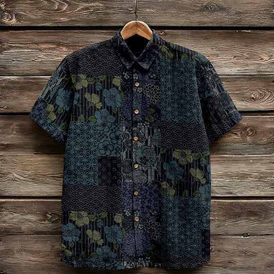 Everwow™ Midnight Patchwork Pattern Shirt – Premium Artistic Short Sleeve Shirt
