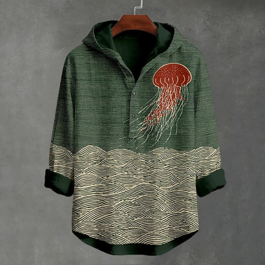 Everwow™ Jellyfish Wave Hoodie Shirt – Premium Artistic Hooded Long Sleeve Shirt