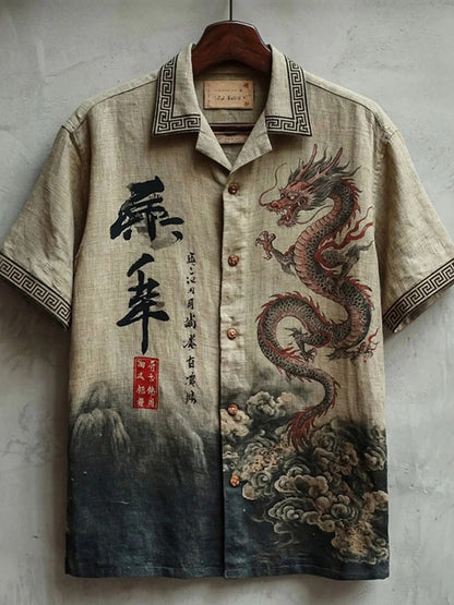 Everwow™ Dragon Heritage Artistic Shirt – Premium Cultural Print Short Sleeve Shirt