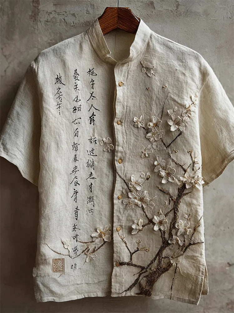 Everwow™ Blossom Linen Embroidery Shirt – Premium Cultural Short Sleeve Shirt