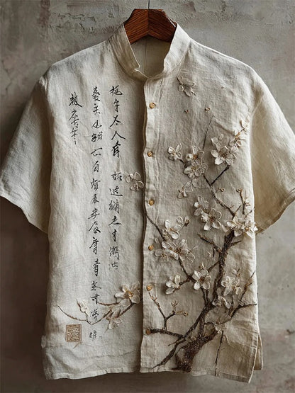 Everwow™ Blossom Linen Embroidery Shirt – Premium Cultural Short Sleeve Shirt