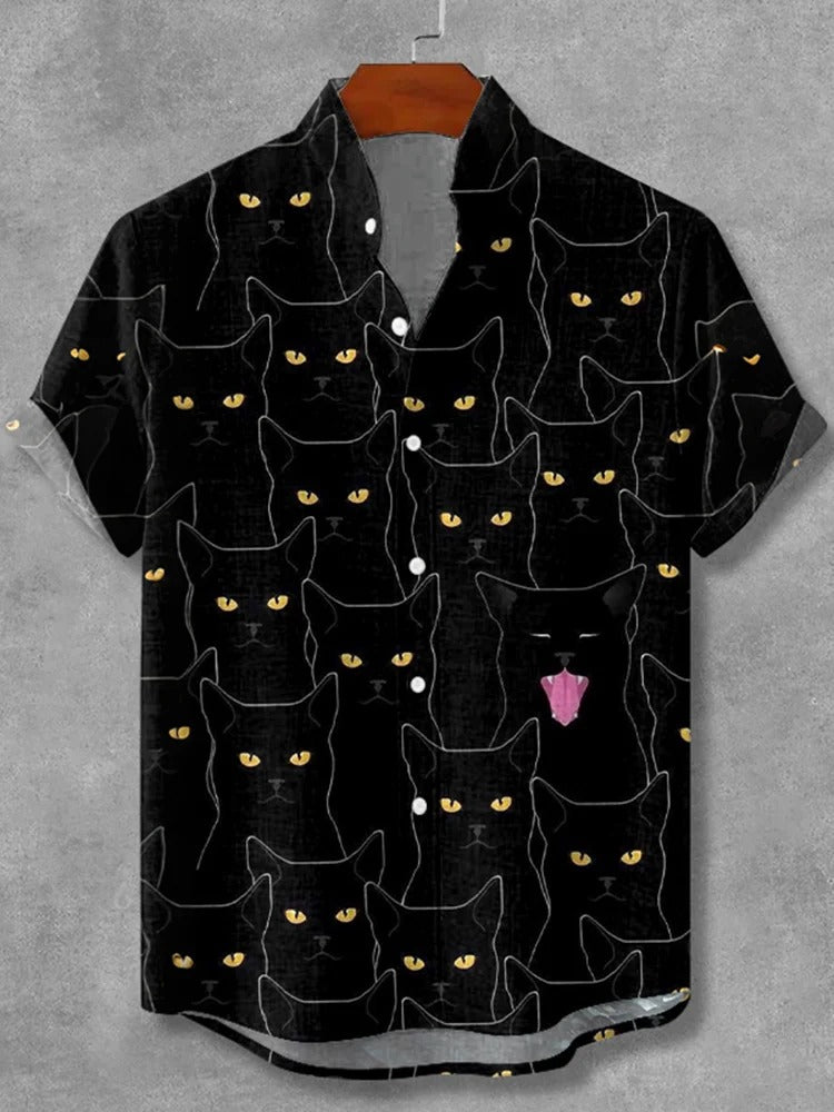 Everwow™ Black Cat Eyes Pattern Shirt – Premium Graphic Short Sleeve Shirt