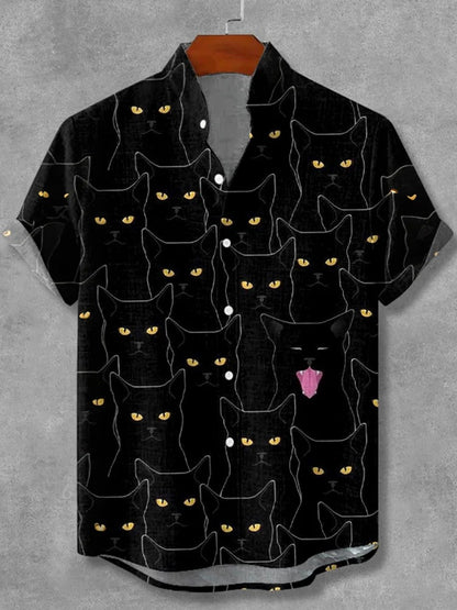 Everwow™ Black Cat Eyes Pattern Shirt – Premium Graphic Short Sleeve Shirt
