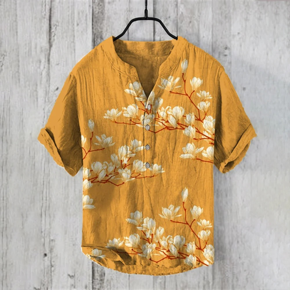 Everwow™ Grey Blossom Minimalist Shirt – Premium Artistic Short Sleeve Shirt