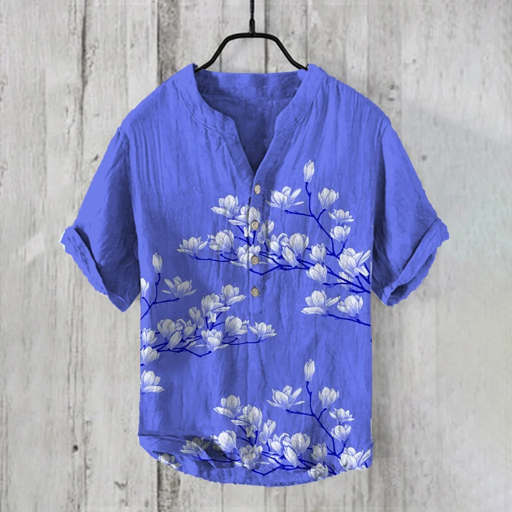 Everwow™ Grey Blossom Minimalist Shirt – Premium Artistic Short Sleeve Shirt