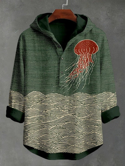 Everwow™ Jellyfish Wave Hoodie Shirt – Premium Artistic Hooded Long Sleeve Shirt
