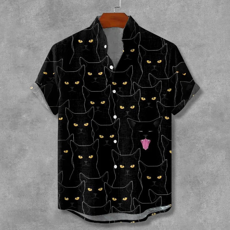 Everwow™ Black Cat Eyes Pattern Shirt – Premium Graphic Short Sleeve Shirt