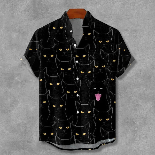 Everwow™ Black Cat Eyes Pattern Shirt – Premium Graphic Short Sleeve Shirt