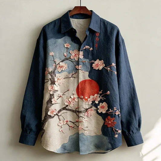 Everwow™ Sakura Moon Serenity Shirt – Premium Artistic Long Sleeve Shirt